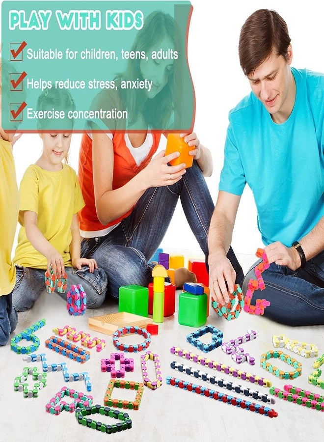 PULSBERY Toys 24 Links Wacky Tracks Sensory Fidget Toys Snap and Click Fidget Cube Puzzles Fidget Toys for Kids(Kids Building Block Toys)(Multicolor) (Pack of 6) - Image 4